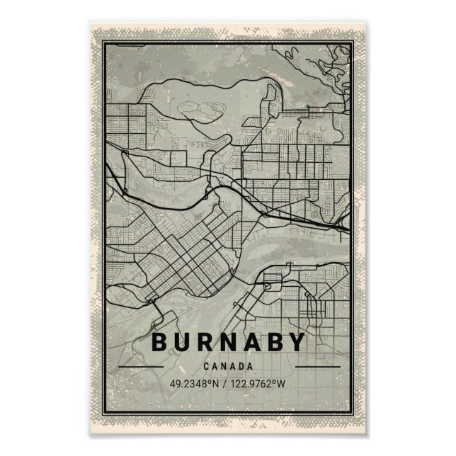 Burnaby map print poster canvas | Canada (Front)