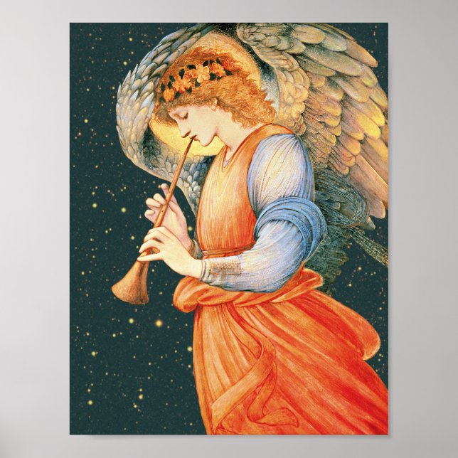 Burne-Jones Angel playing a flageolet Cardstock Poster (Front)