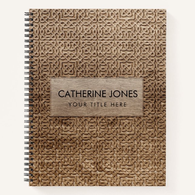 Burned  Celtic Wood Pattern Notebook (Front)
