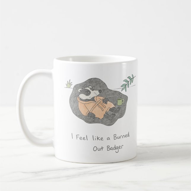 Burned Out Badger Coffee Mug (Left)