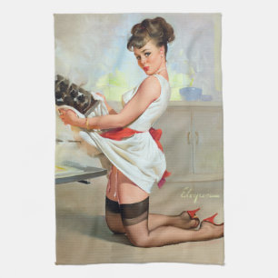 Burned Pinup Kitchen Towel