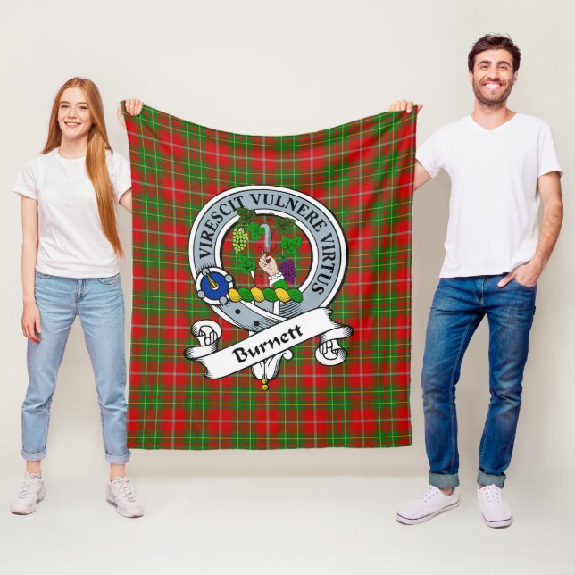 Burnett Clan Badge Tartan Plaid Fleece Blanket (In Situ)
