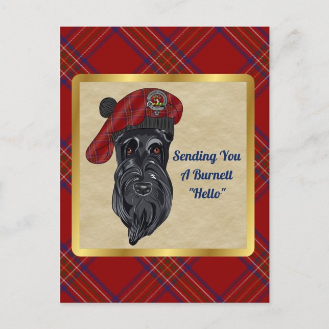 Burnett Clan Badge & Tartan Postcard (Front)