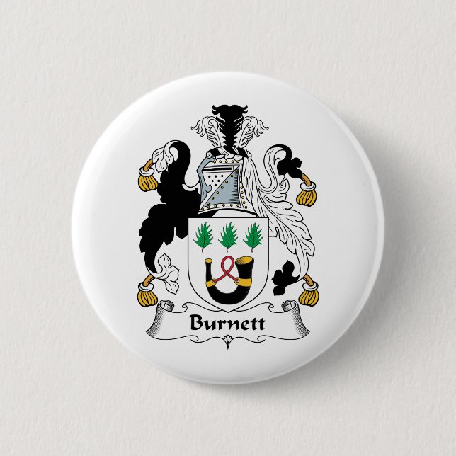 Burnett Family Crest 2 Inch Round Button (Front)