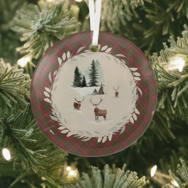 Burnett Weathered Original Scottish Tartan Glass Ornament (Insitu)