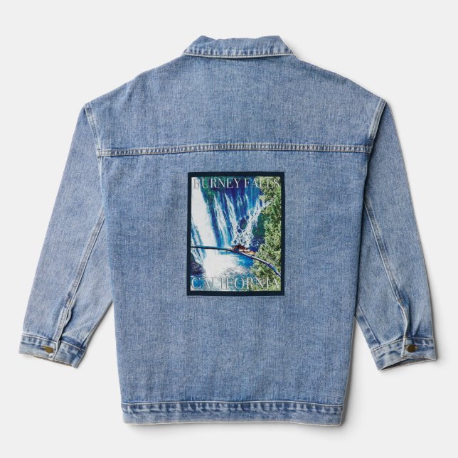 Burney Falls, CA Poster Denim Jacket (Back)