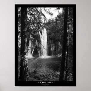 Burney Falls Through the Trees with Title Border Poster