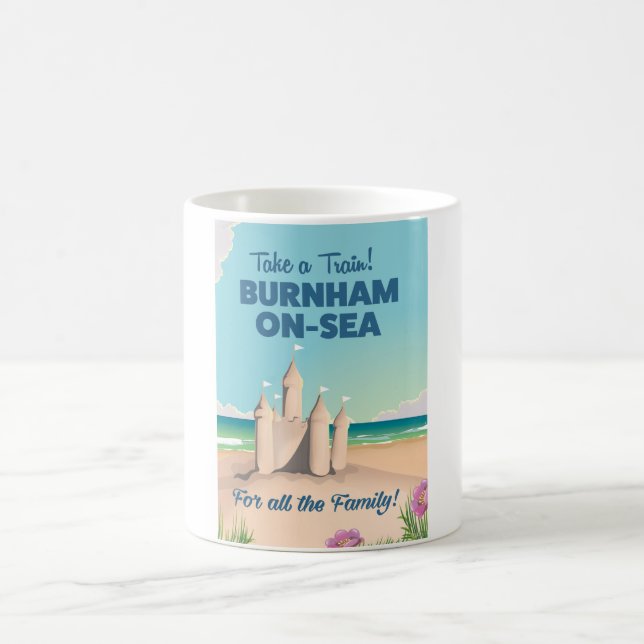 BURNHAM-ON-SEA sandcastle travel poster Coffee Mug (Center)