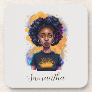 Burning Afro Woman Coaster