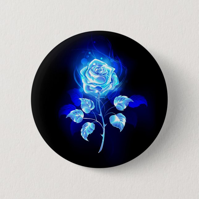 Burning Blue Rose 2 Inch Round Button (Front)