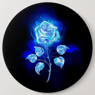 Burning Blue Rose 6 Inch Round Button