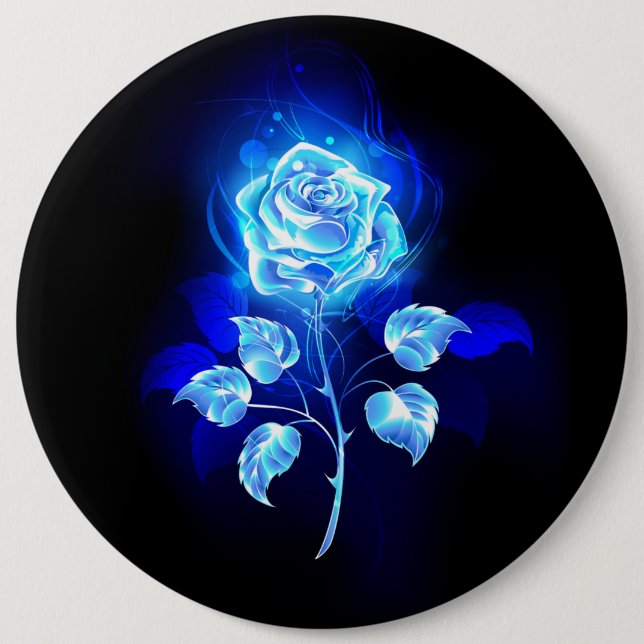 Burning Blue Rose 6 Inch Round Button (Front)