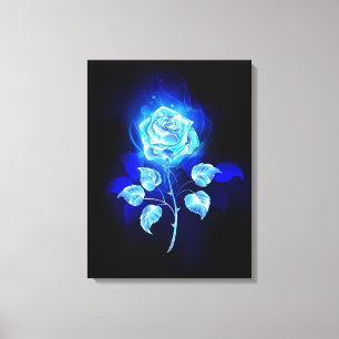 Burning Blue Rose Canvas Print