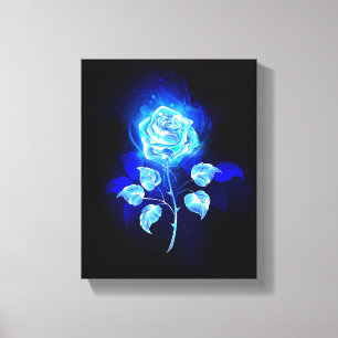 Burning Blue Rose Canvas Print