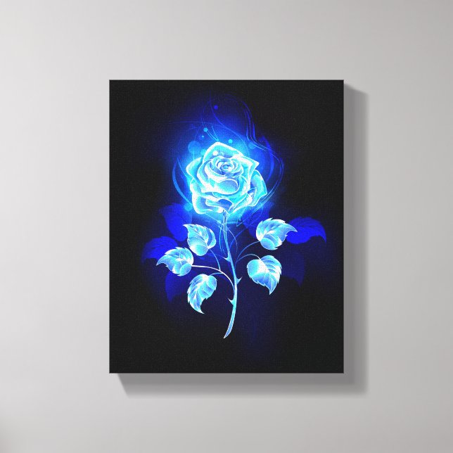Burning Blue Rose Canvas Print (Front)