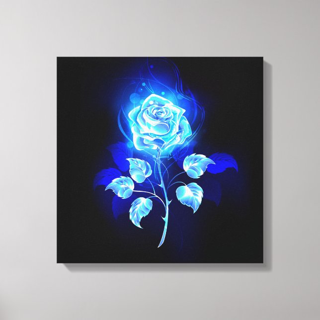 Burning Blue Rose Canvas Print (Front)