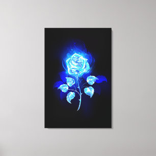 Burning Blue Rose Canvas Print