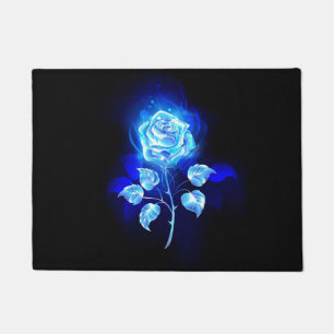 Burning Blue Rose Doormat