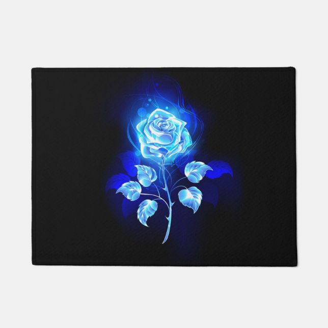 Burning Blue Rose Doormat (Front)