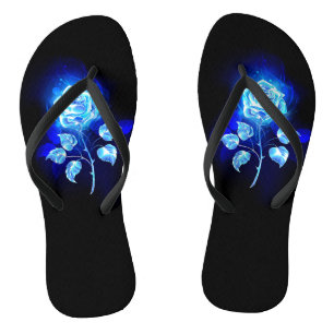 Burning Blue Rose Flip Flops
