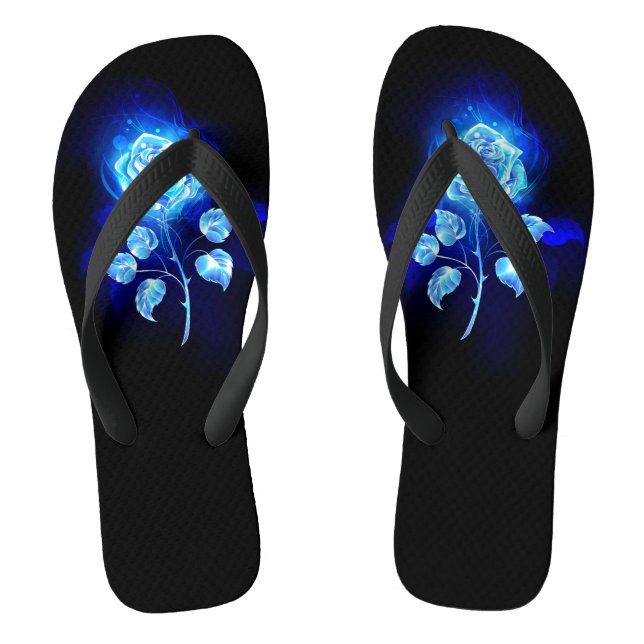 Burning Blue Rose Flip Flops (Footbed)