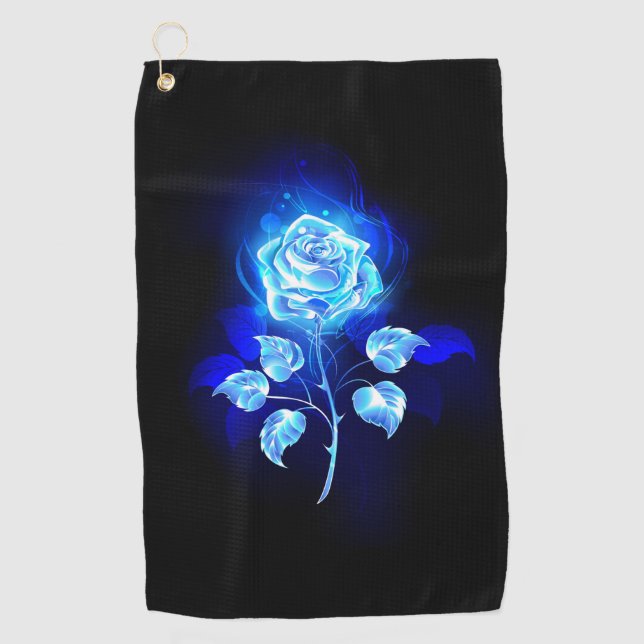 Burning Blue Rose Golf Towel (Front)