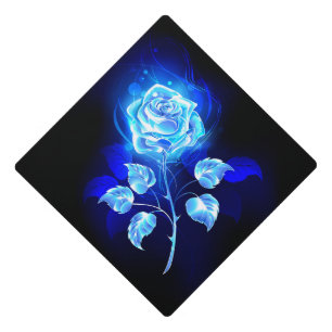 Burning Blue Rose Graduation Cap Topper