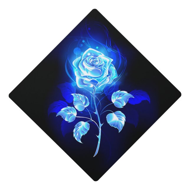 Burning Blue Rose Graduation Cap Topper (Front)
