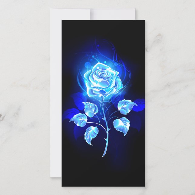 Burning Blue Rose Holiday Card (Front)