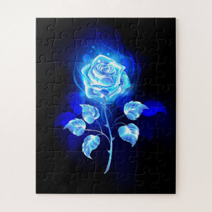 Burning Blue Rose Jigsaw Puzzle