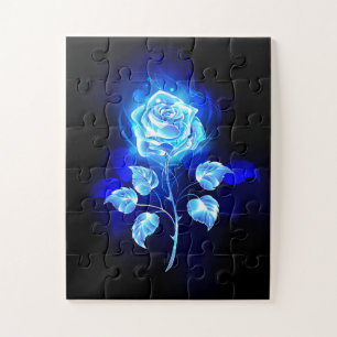 Burning Blue Rose Jigsaw Puzzle