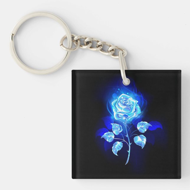Burning Blue Rose Keychain (Front)
