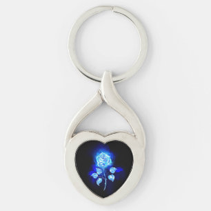Burning Blue Rose Keychain