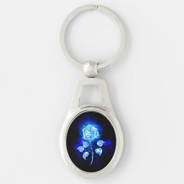Burning Blue Rose Keychain (Front)