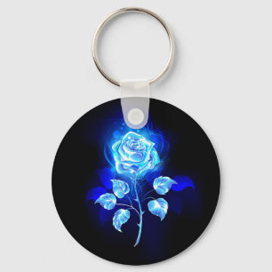 Burning Blue Rose Keychain