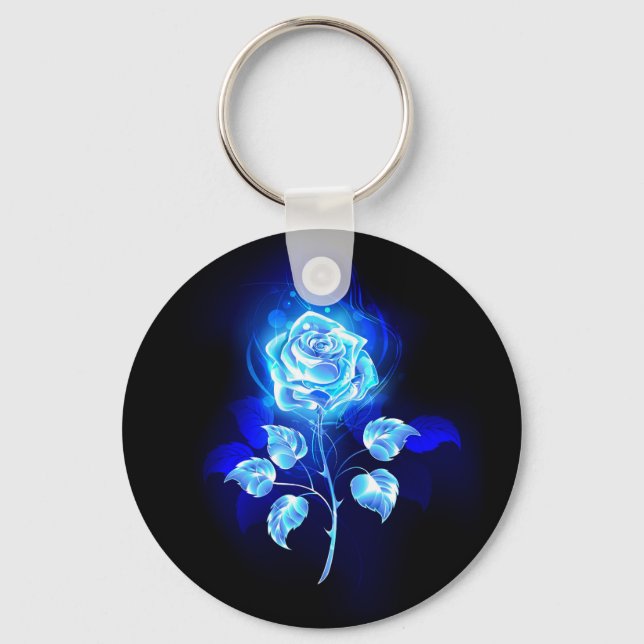 Burning Blue Rose Keychain (Front)