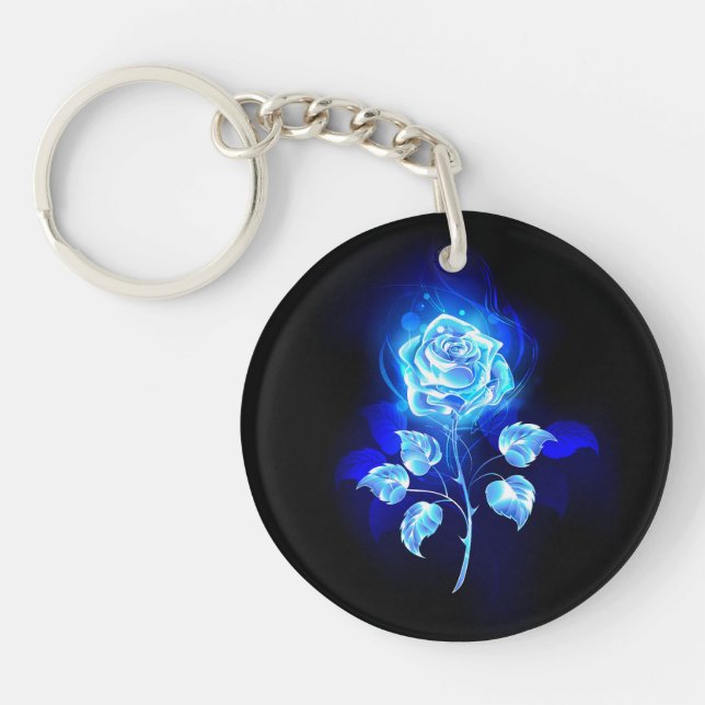 Burning Blue Rose Keychain (Front)