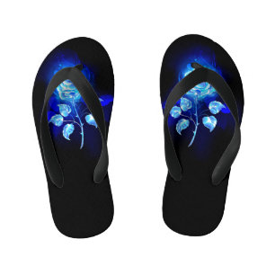 Burning Blue Rose Kid's Flip Flops