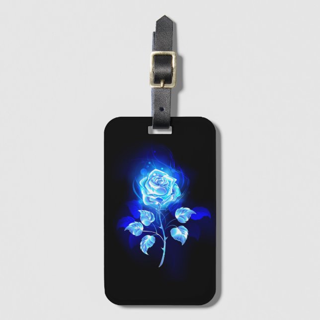 Burning Blue Rose Luggage Tag (Front Vertical)
