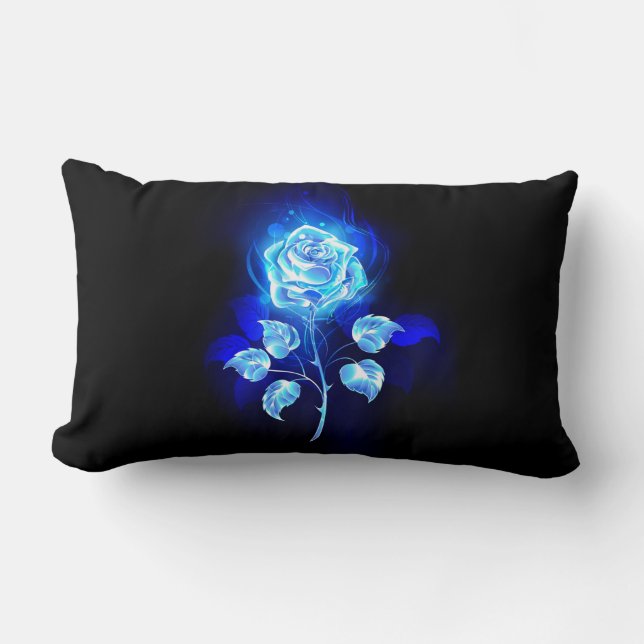 Burning Blue Rose Lumbar Pillow (Front)