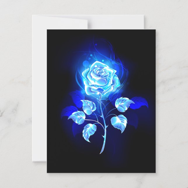 Burning Blue Rose Magnetic Invitation (Front)