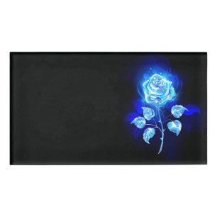 Burning Blue Rose Name Tag