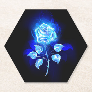 Burning Blue Rose Paper Coaster