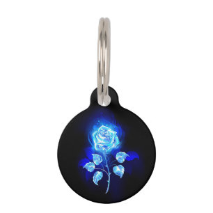 Burning Blue Rose Pet Tag