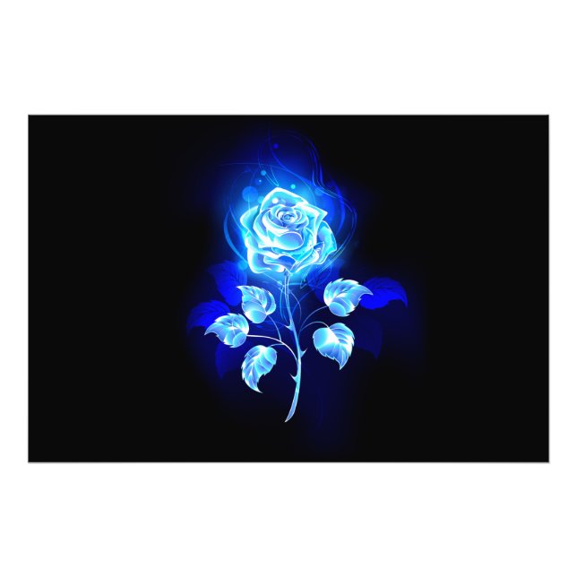 Burning Blue Rose Photo Print (Front)