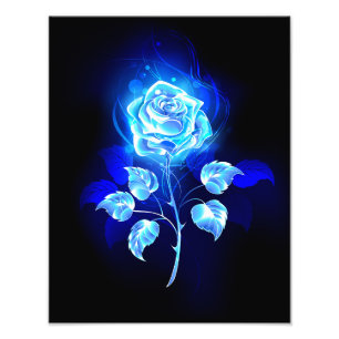 Burning Blue Rose Photo Print