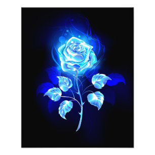 Burning Blue Rose Photo Print