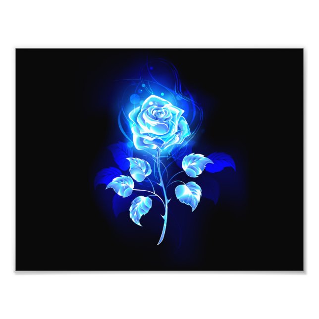 Burning Blue Rose Photo Print (Front)