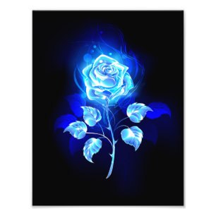 Burning Blue Rose Photo Print