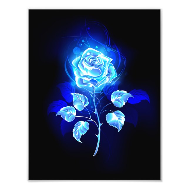 Burning Blue Rose Photo Print (Front)